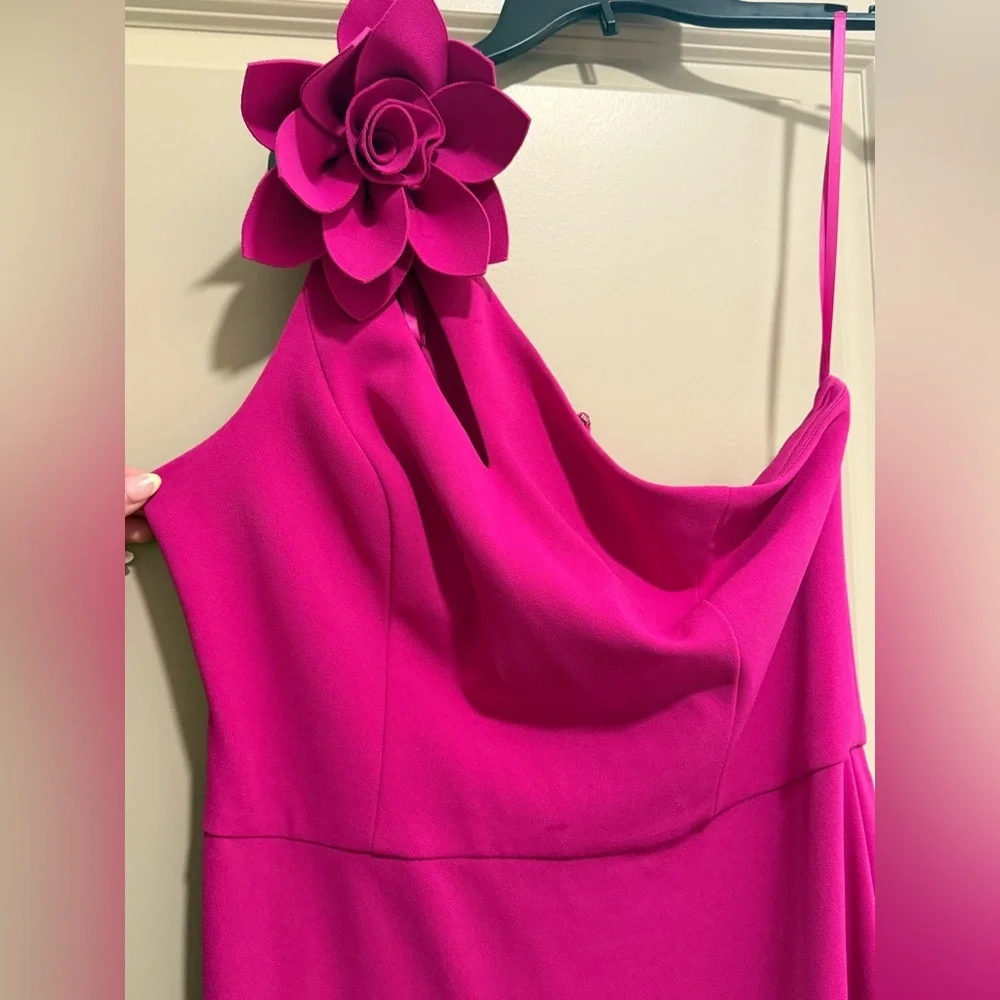 Xscape Pink One Shoulder Gown Asymmetrical Sleeveless - Picture 4 of 7